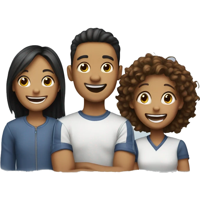 team of 4 friends 2 girl and 3 boys laughter emoji