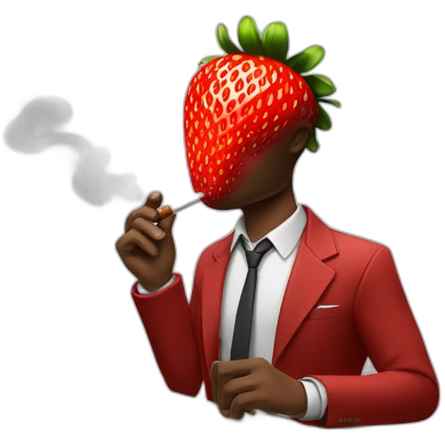 man with a strawberry head smoking a cigar in front of a laptop emoji