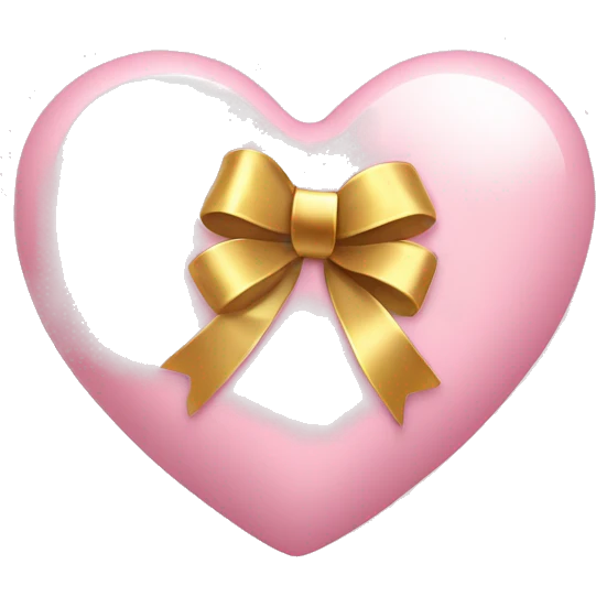 light pink coquette heart with gold bow wrapped around  emoji