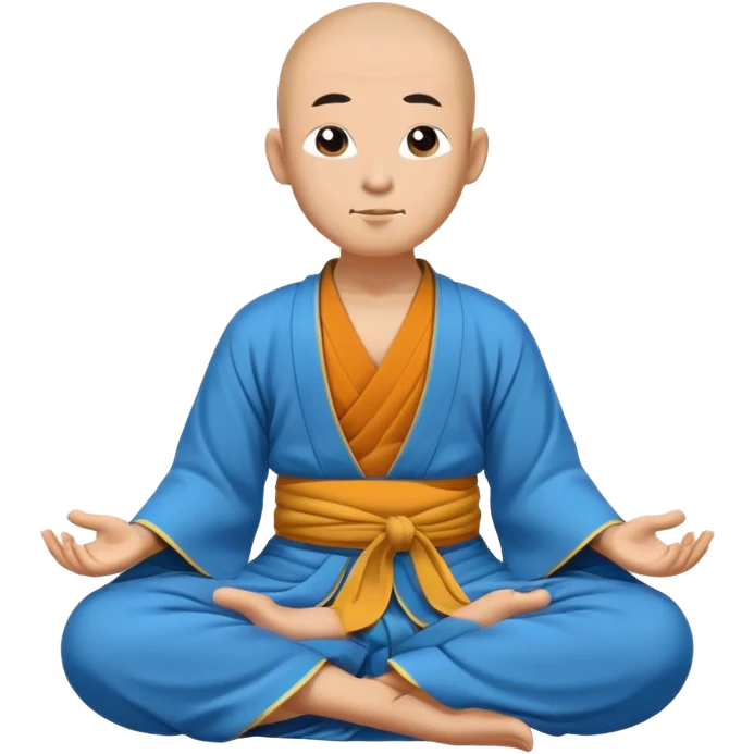 Tibetan monk floating in lotus pose in a blue kimono emoji