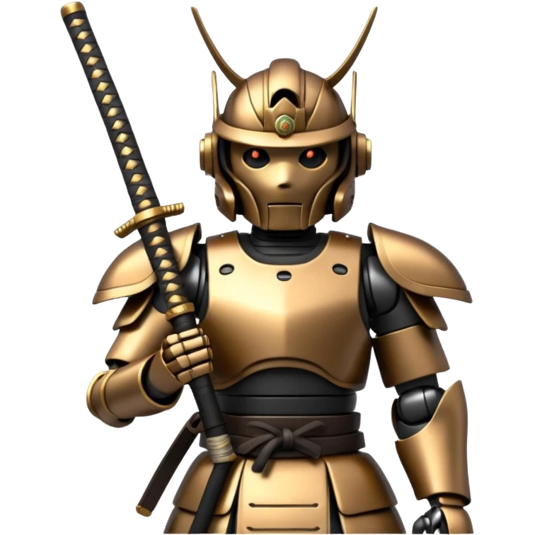 Samurai Robot with a sword in  it hand   emoji