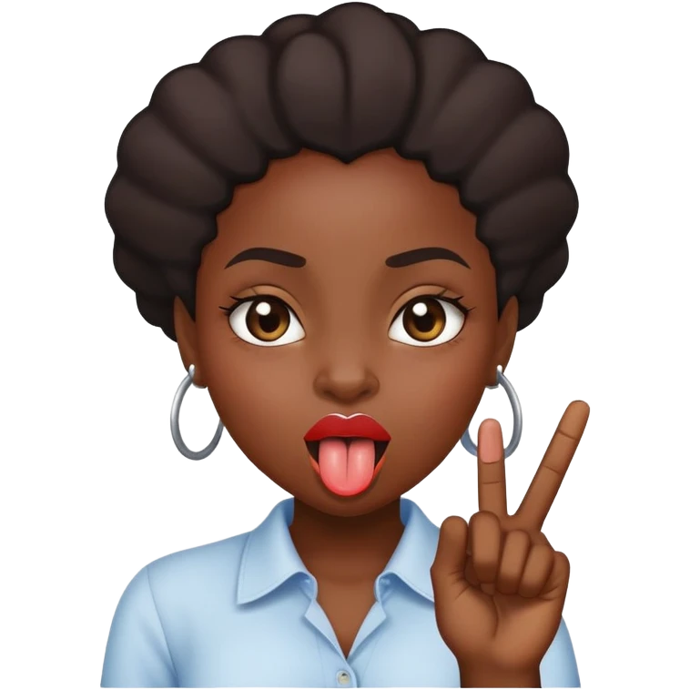 Black girl sticking out her tongue with the middle finger emoji
