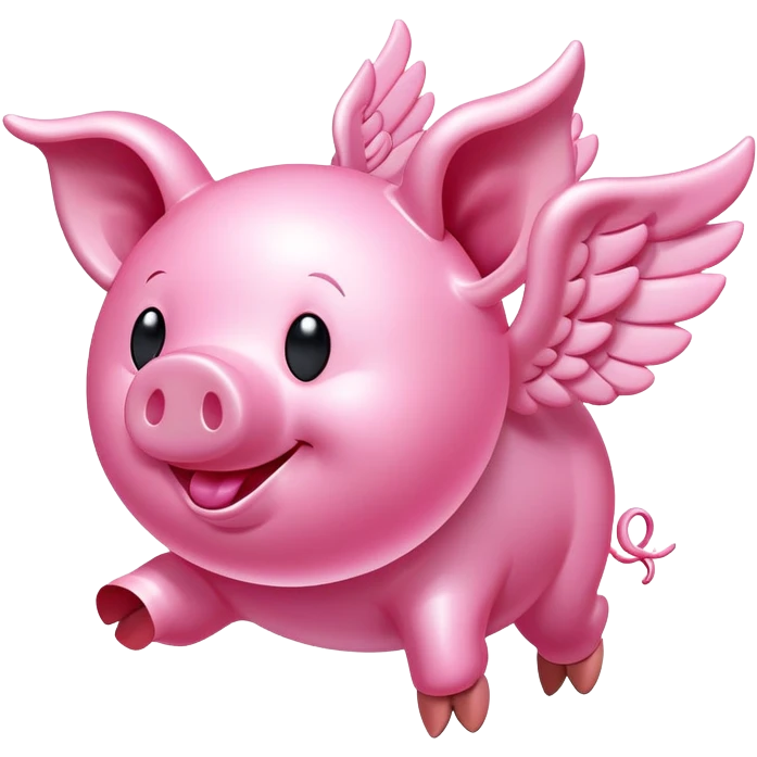 smiley face winged flying pig made of bubblegum emoji