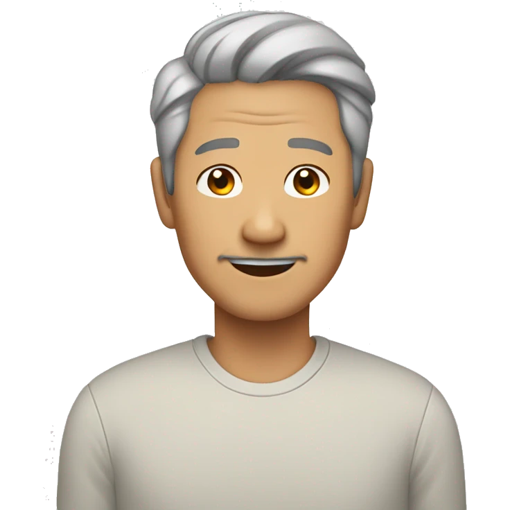 man 60 years old asian, gry hair no mustache emoji