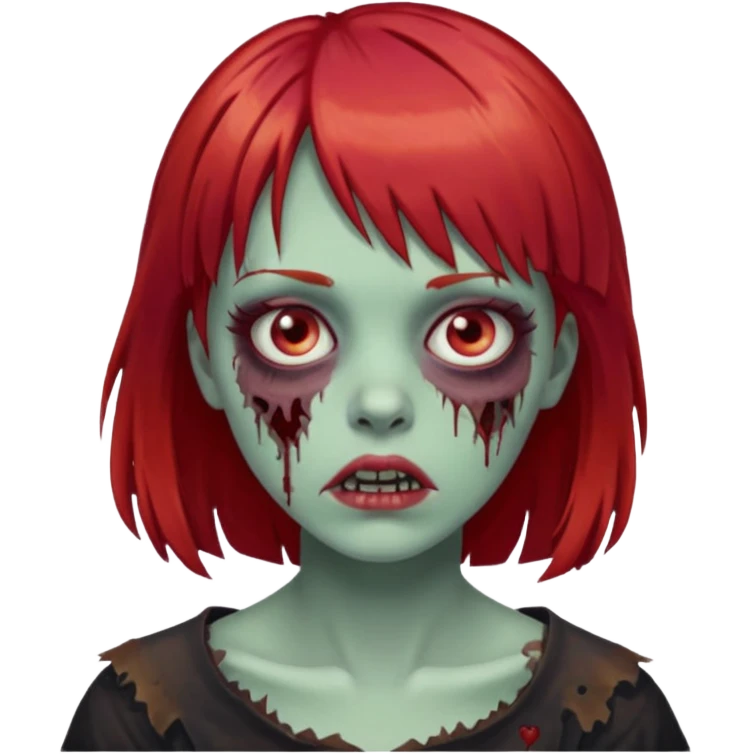 create a zombie girl with red hair and bangs emoji