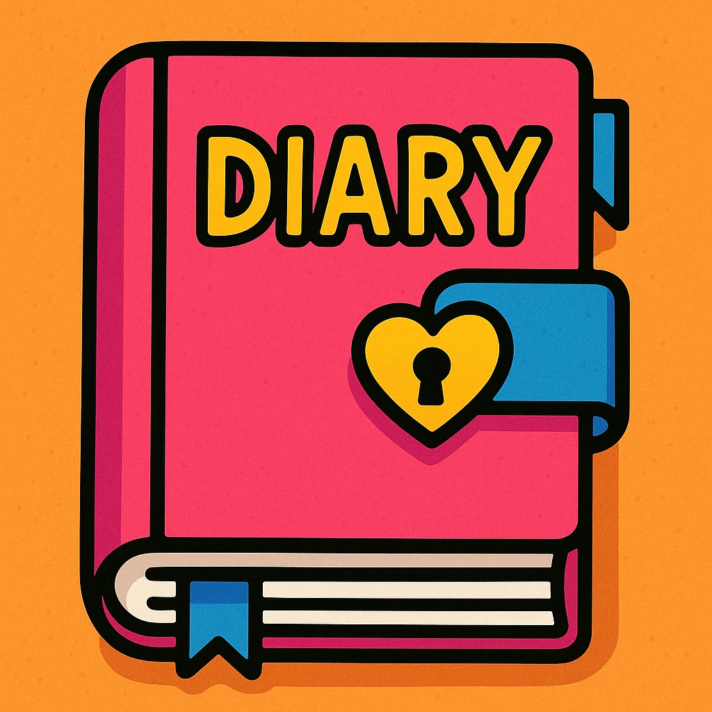 a diary, vibrant toon style, bold lines and bright colors emoji