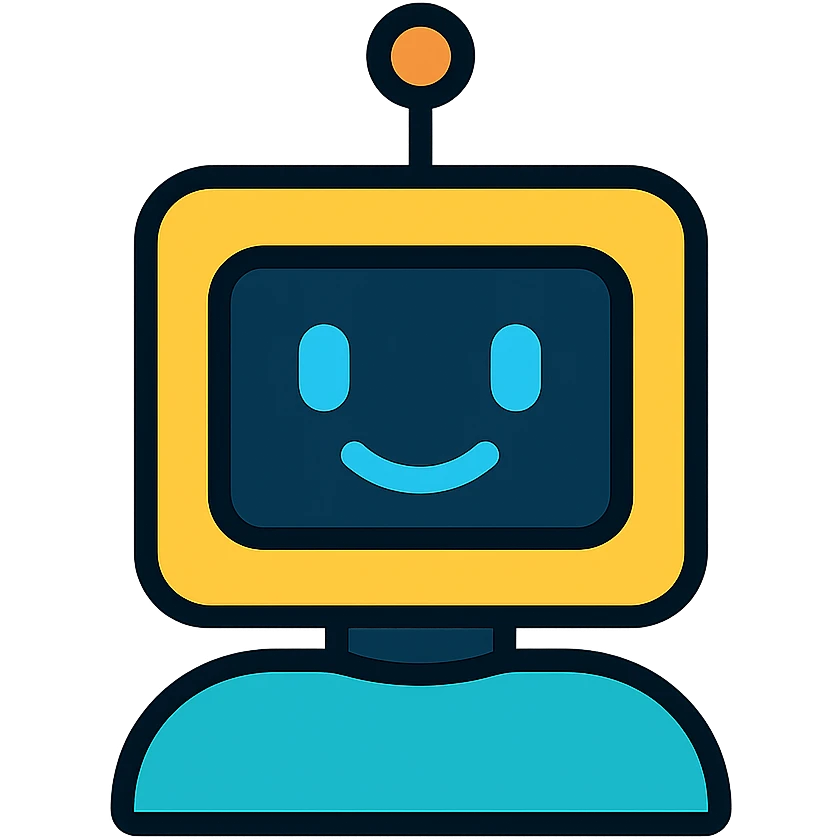 AI robot with antenna and digital face emoji