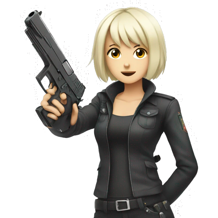 Anime girl with a gun  emoji