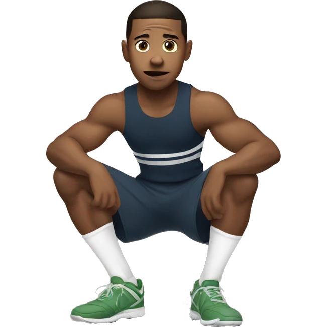 a young man doing squat (sport) emoji