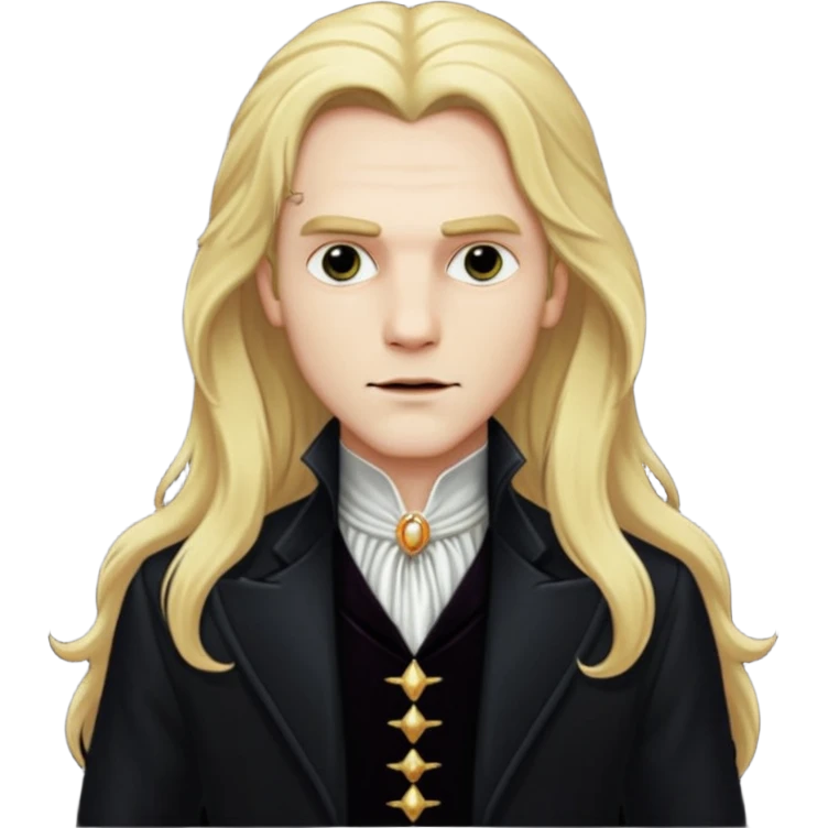 Lestat de Lioncourt with white skin, long blonde hair, black outfit emoji