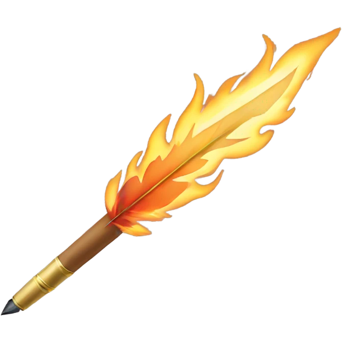 quill pen on fire emoji