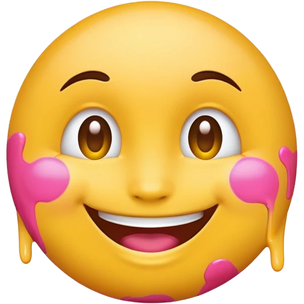 classic yellow round emoji with pink paint effect from just below the eyes to the chin emoji