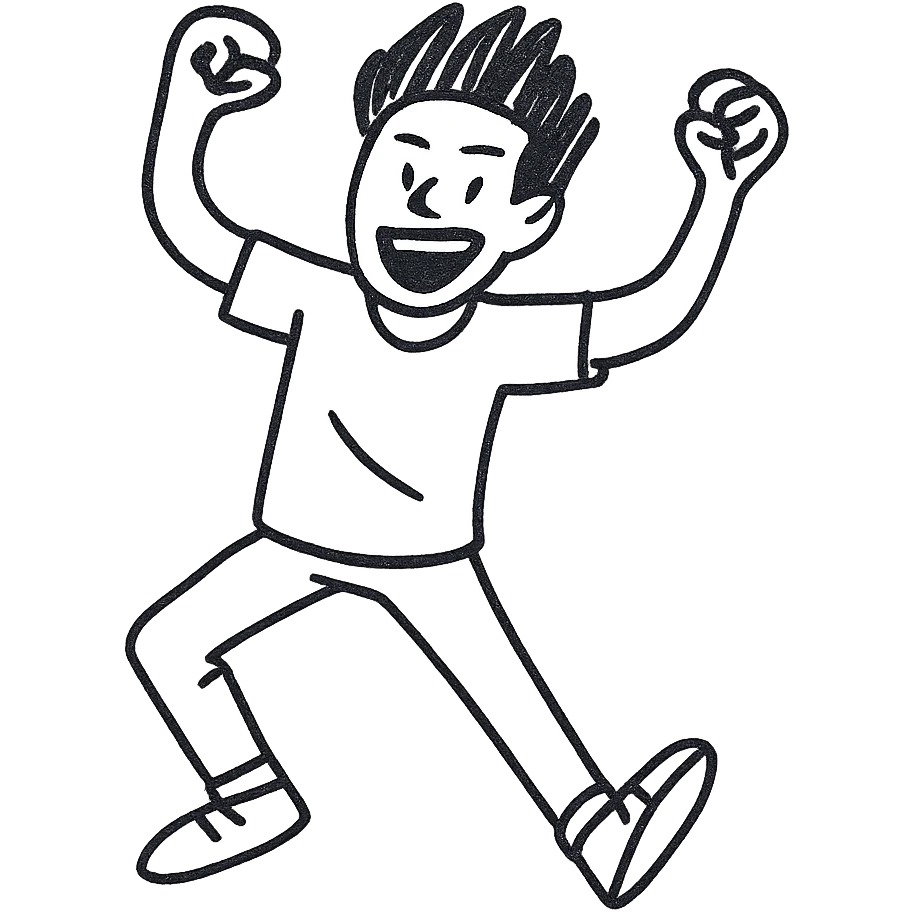 austincredible as a hand-drawn outlined icon, energetic pose emoji