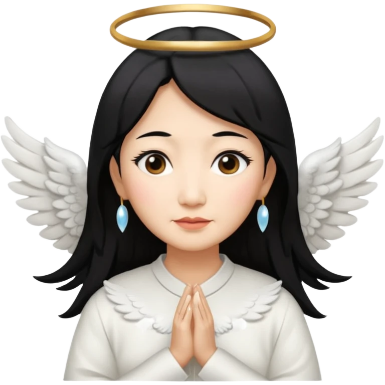 Angel Old Lady with wings black hair asian  smaller eyes emoji