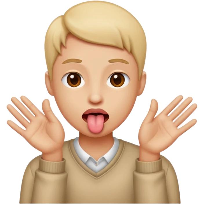 Tounge out with hands to the side emoji
