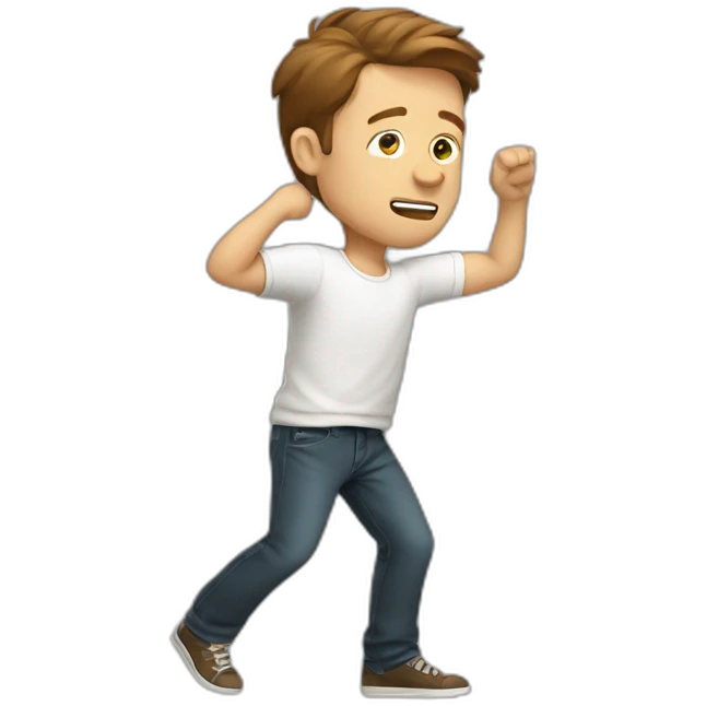 white man with brown hair doing a dab emoji