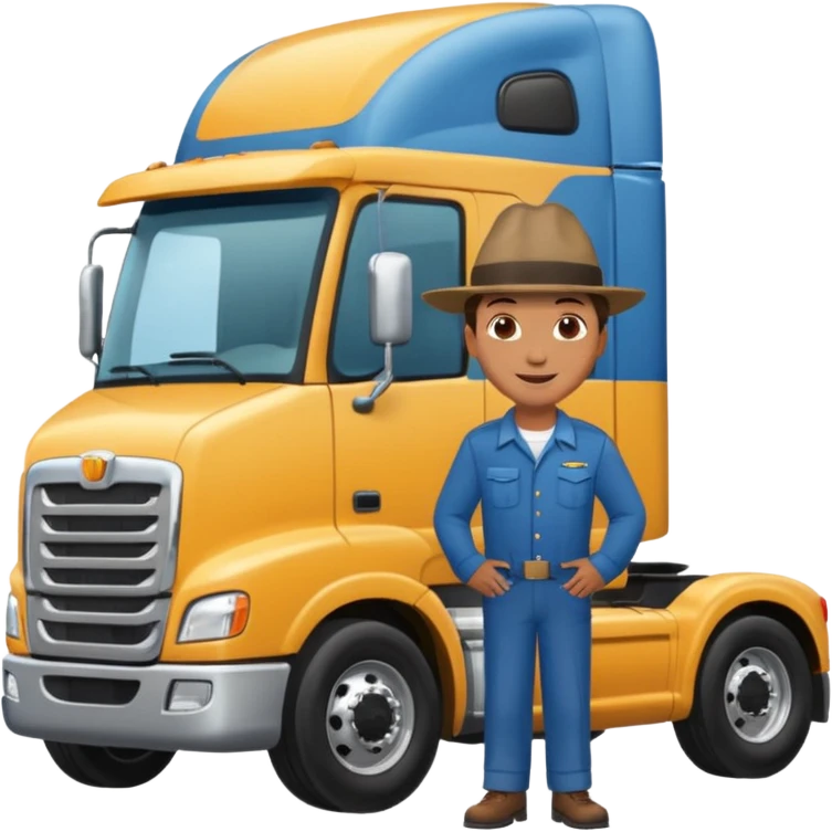 Kamyon şoförü Yarı Kamyon Karikatür çizimi kamyon yan dursun şoför de dışarda yanında olsun emoji