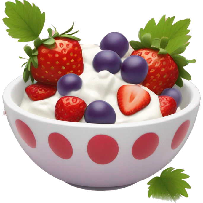 fruit yogurt bowl with strawberries and grapes emoji