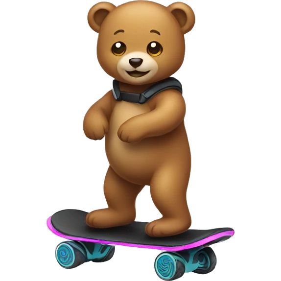 an emoji bear on hoverboard emoji