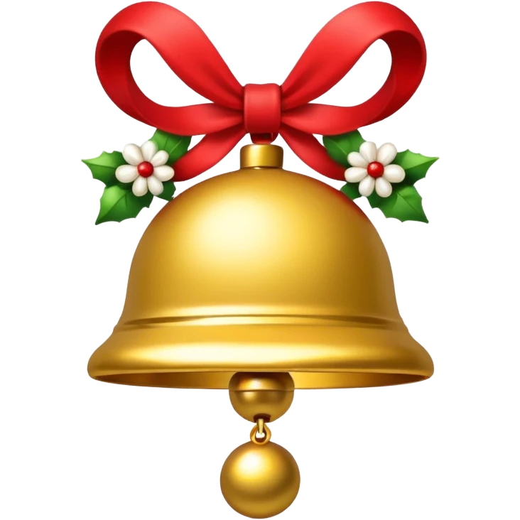 cute jingle bell with red and white rope and floral decoratons emoji