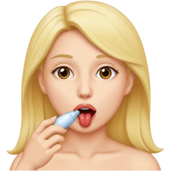 A woman sucking a penis emoji