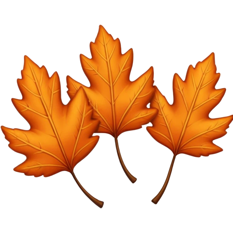 3 autumn leaves, blowing in the wind, to the left, white background emoji