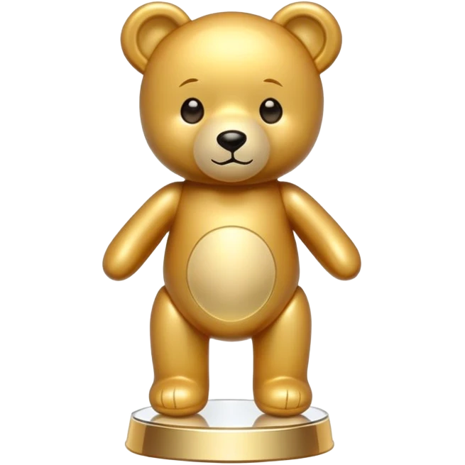 Golden teddy bear on tall glass award emoji