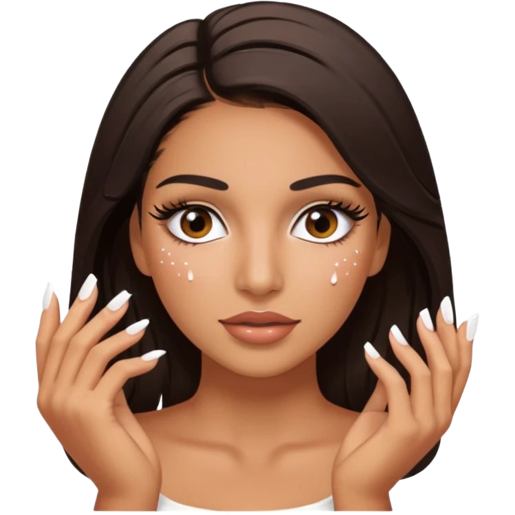Baddie Latina emoji with fake lashes and white nails with cum on the face emoji