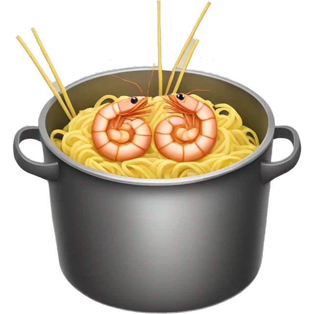 Shrimp and noodles in a pot emoji