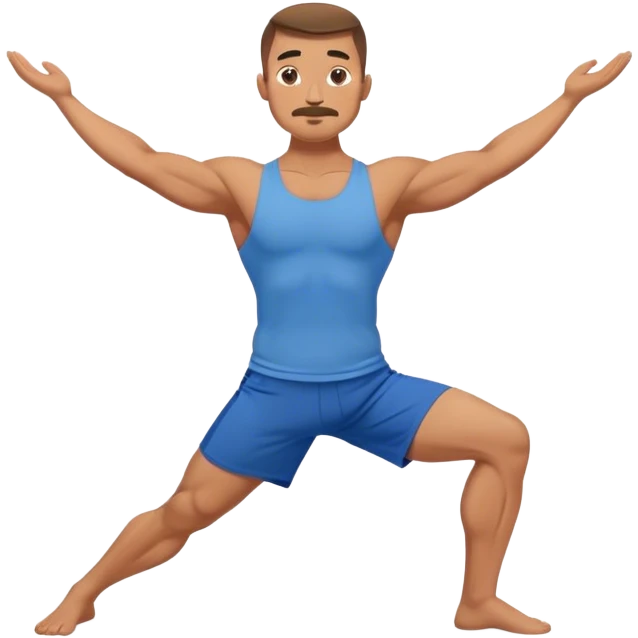 buff man blue shorts Virabhadrasana-yoga emoji