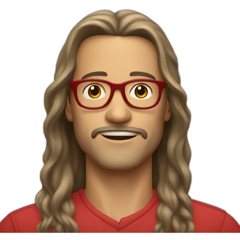 man, long hair, red glasses emoji
