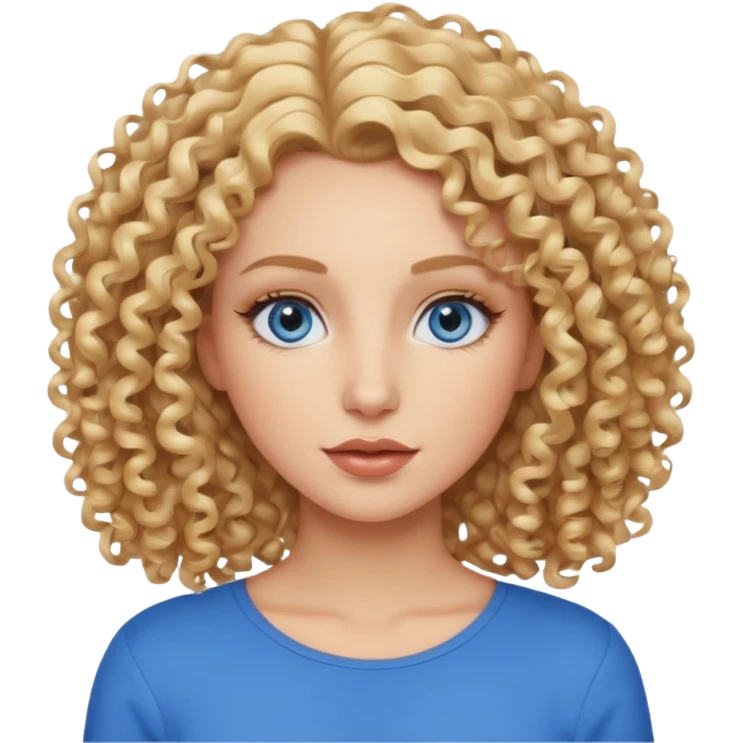 blondynka krecone wlosy i niebieskie oczy obrysowane usta na jasny braz emoji