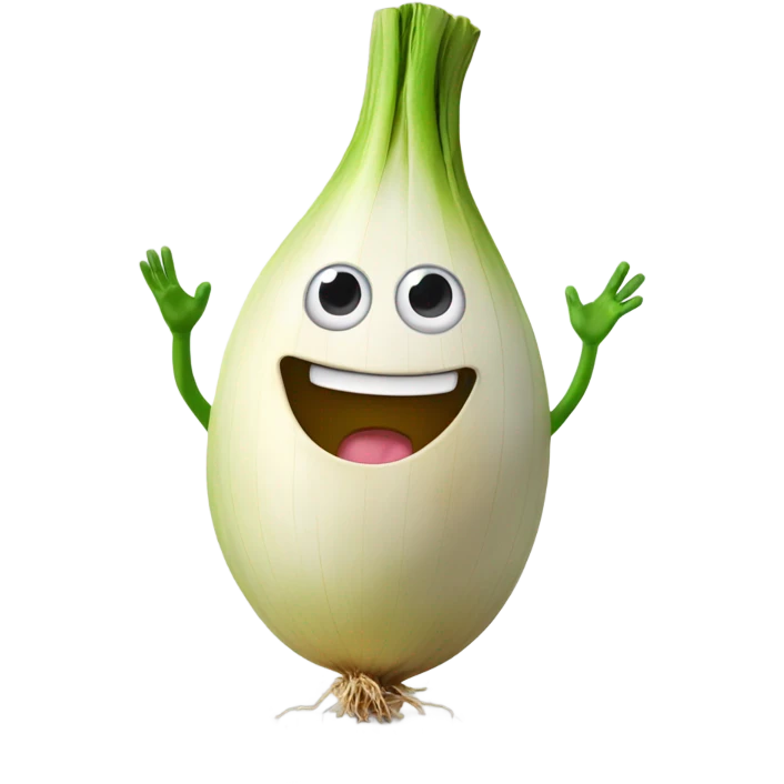 happy onion with hands up emoji