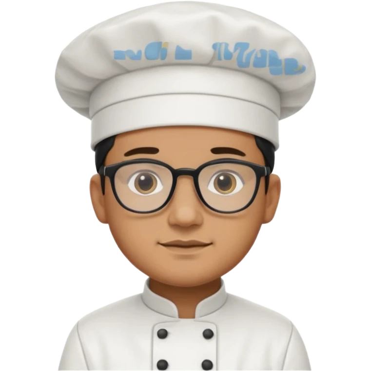 검은 안경을 쓰고 하얀 캡모자를 쓰고 흰 요리사복을 입은 남자 emoji