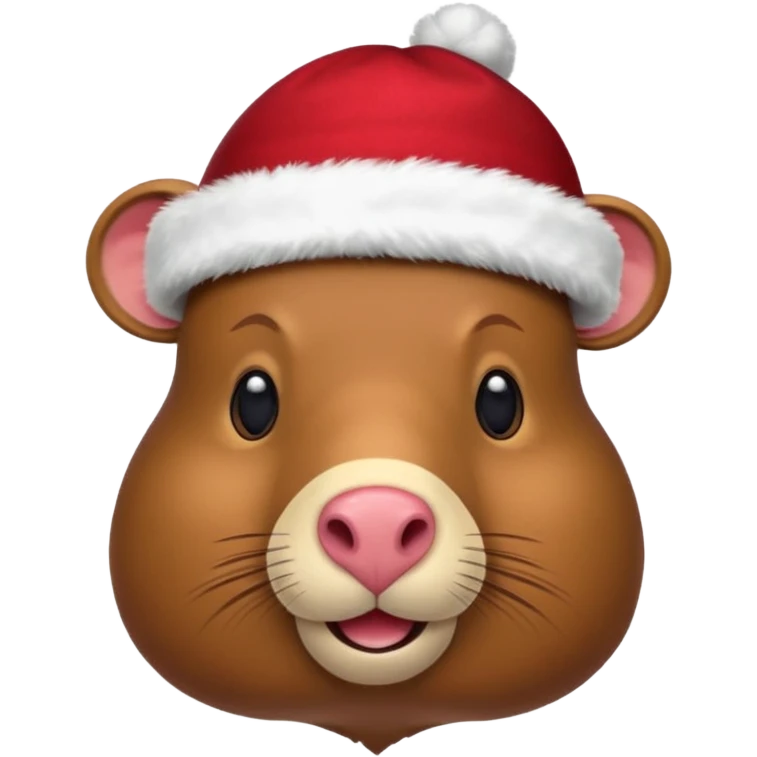 Una capibara con gorro navideño emoji