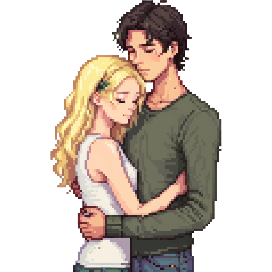 tall dark-haired male cuddling his short blonde girlfriend emoji