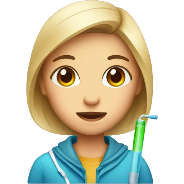 face girl with thermometer and fever emoji