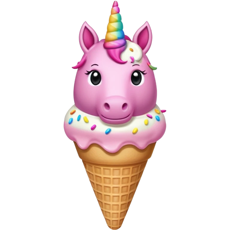 An ice cream with a pink unicorn  emoji
