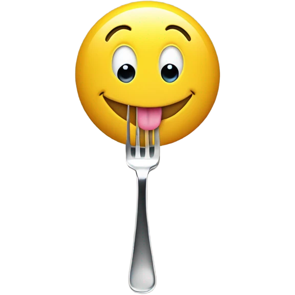 smiley face with tongue out hold fork emoji