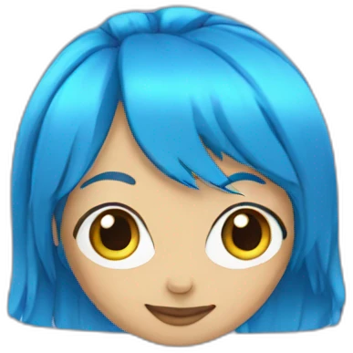 blue hair girl peace sign emoji
