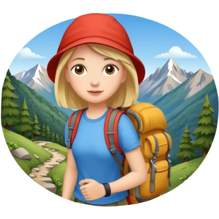 girl back packing mountains background  emoji