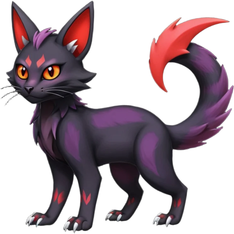 Black edgy Noivern-Noibat-Purloin-Torracat-Lykoi-Caracal-cat-Fakemon-fusion-hybrid-creature emoji