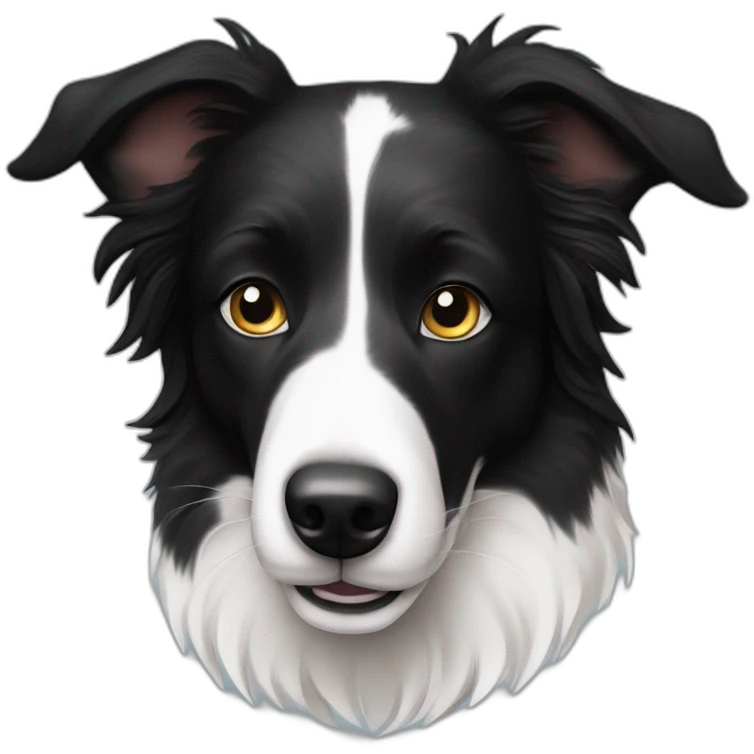 Skinny face Black and white Border collie dog emoji