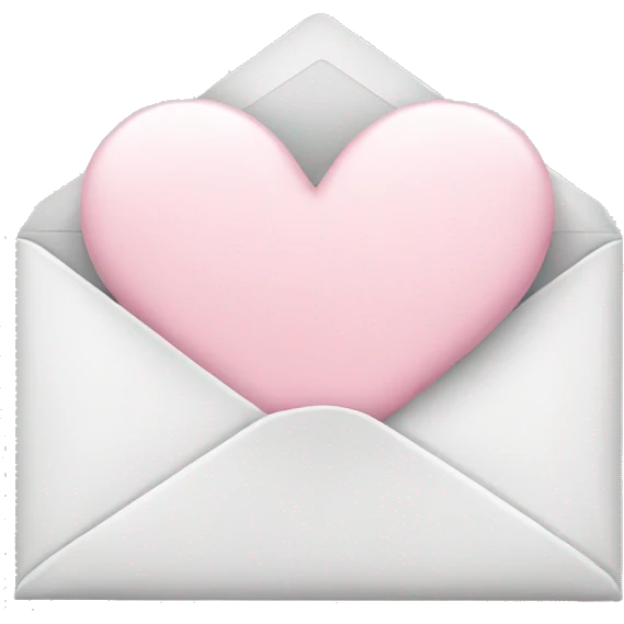 white envelope with a light pink heart emoji