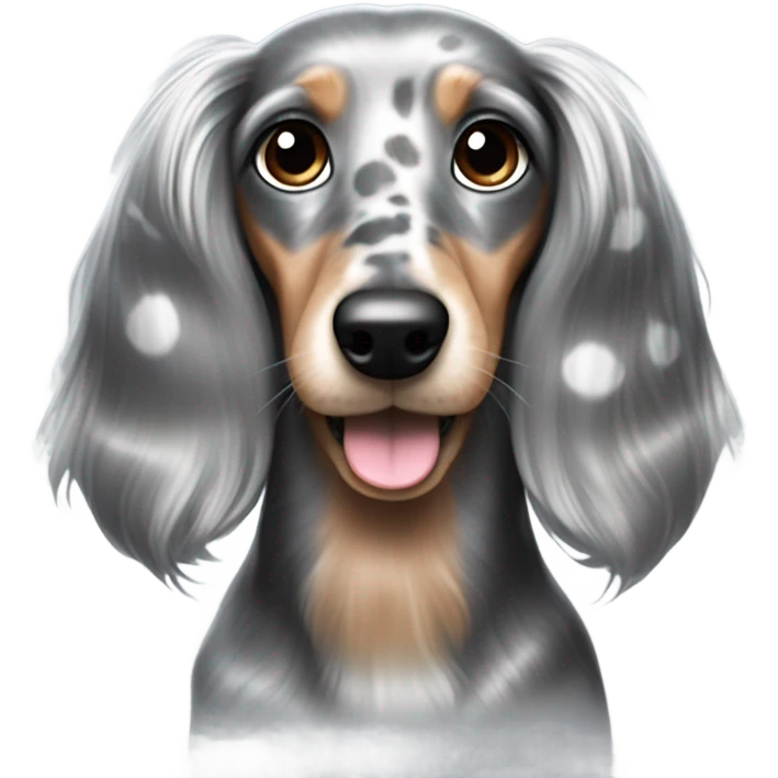 Long haired silver dapple dachshund  emoji