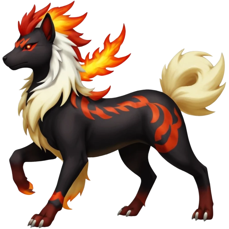 Shiny Exotic Gothic Rapidash-Houndoom-Arcanine-Pokémon-Fakémon-hybrid-creature emoji