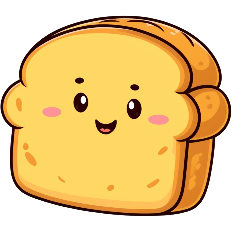 cute bread with happy face emoji