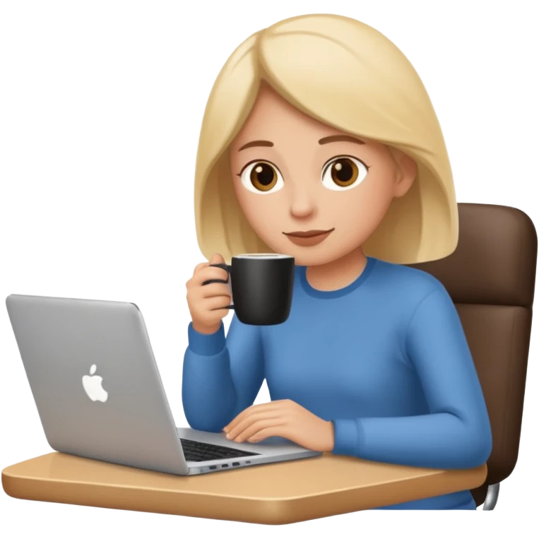 Working remote with coffee emoji