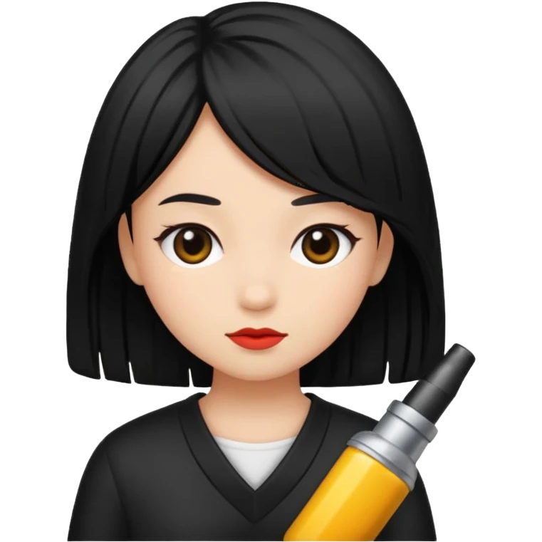 black shot hair girl emoji