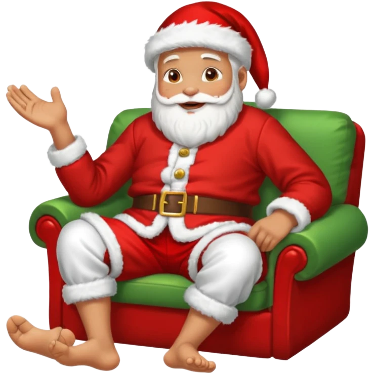 Father Christmas with his feet up and jacket off, resting after completing his deliveries  emoji